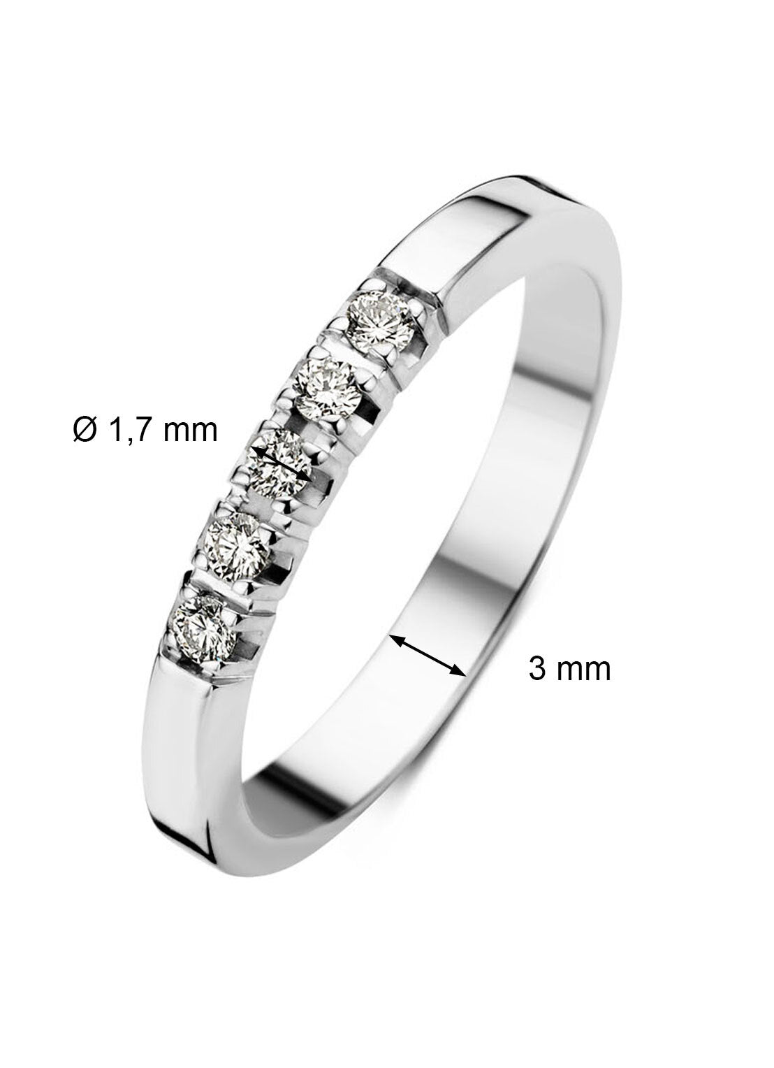 Witgouden alliance ring, 0.10 ct diamant, Groeibriljant