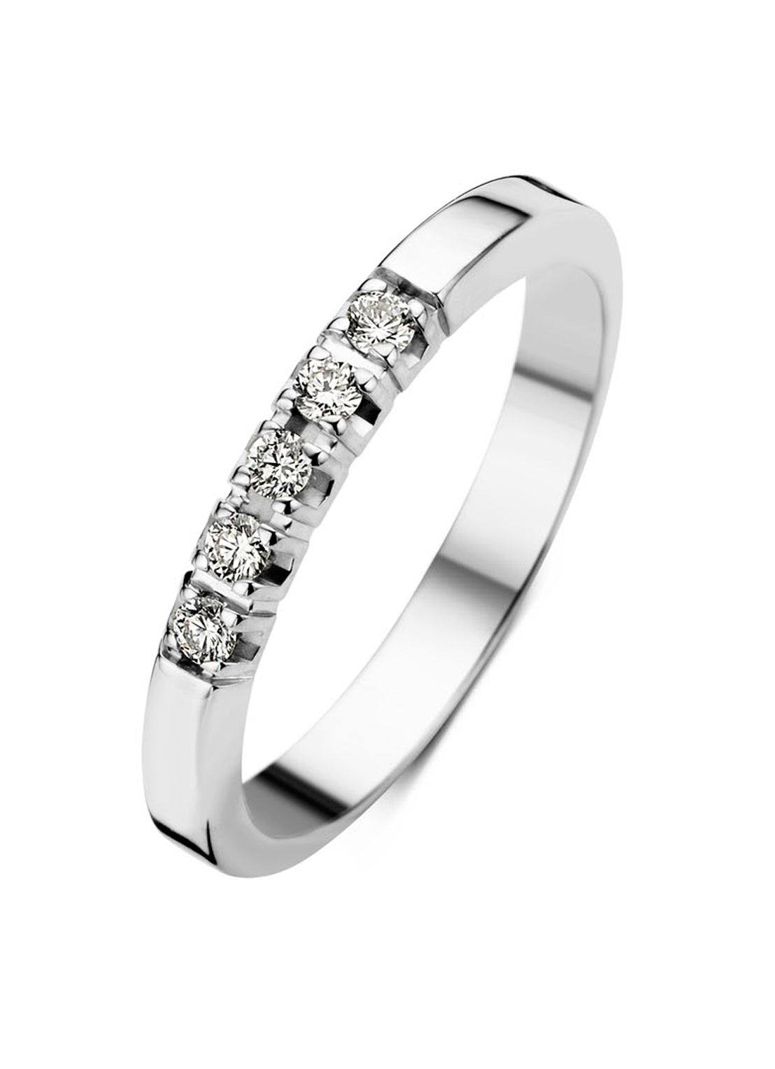 White gold alliance ring, 0.15 ct diamond, Groeibriljant