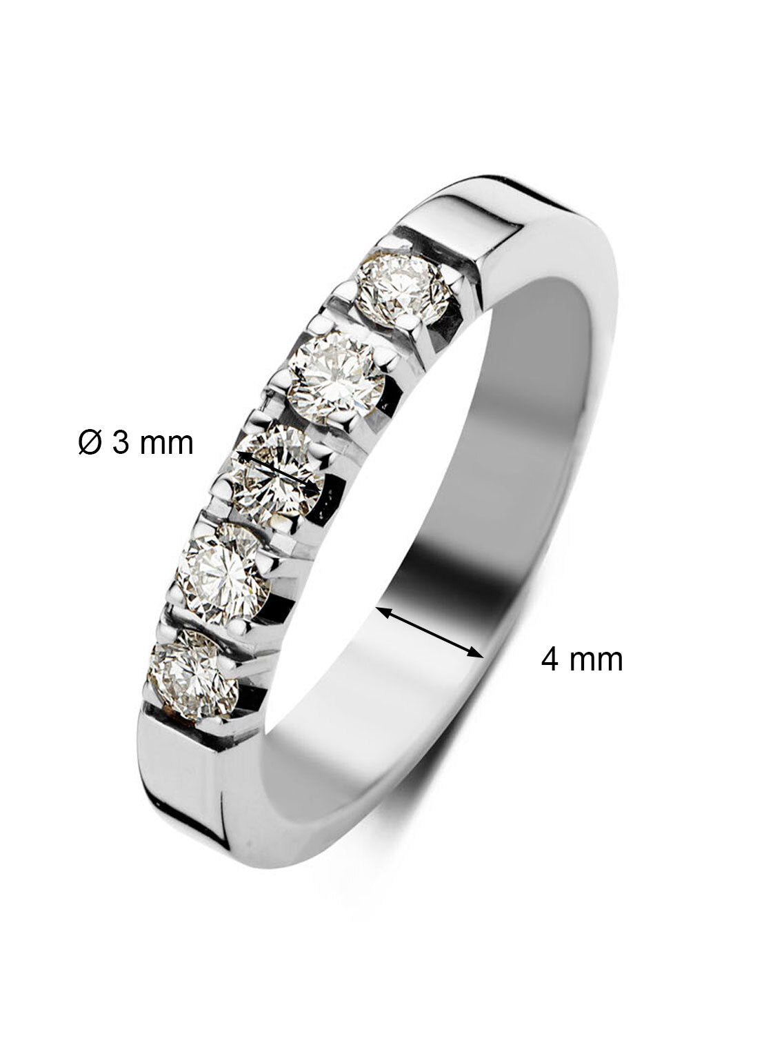 Witgouden alliance ring, 0.50 ct diamant, Groeibriljant