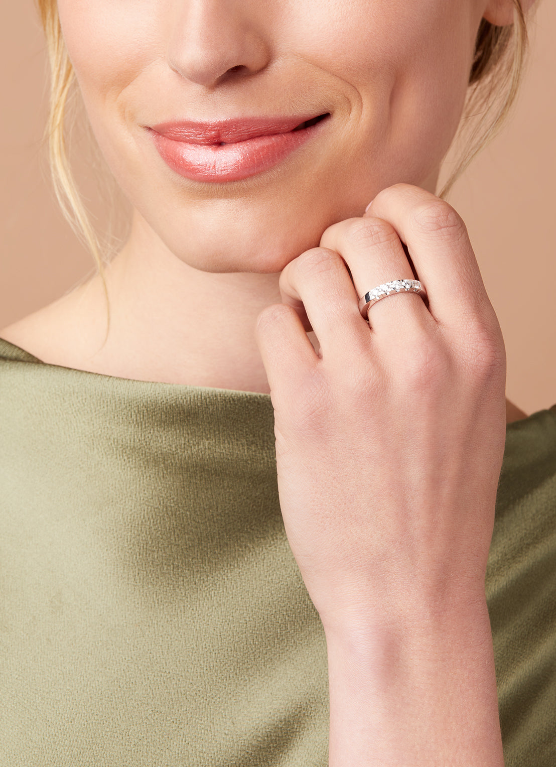 Witgouden alliance ring, 0.50 ct diamant, Groeibriljant