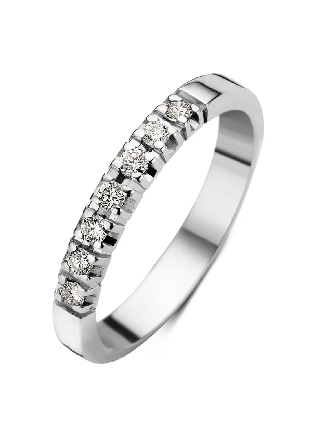 Witgouden alliance ring, 0.14 ct diamant, Groeibriljant