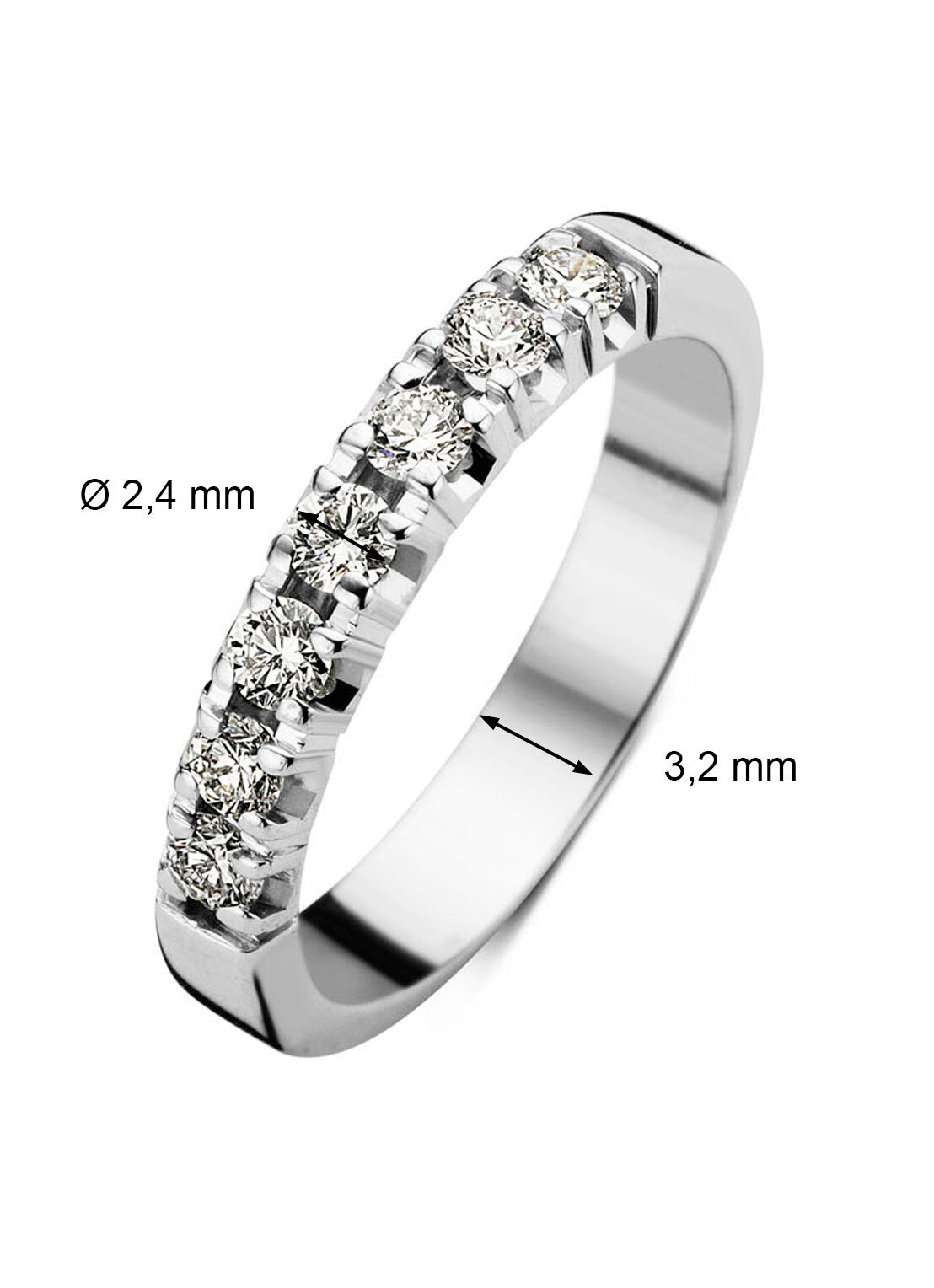 White gold alliance ring, 0.35 ct diamond, Groeibriljant