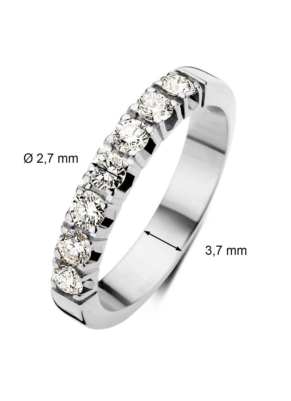 Witgouden alliance ring, 0.49 ct diamant, Groeibriljant