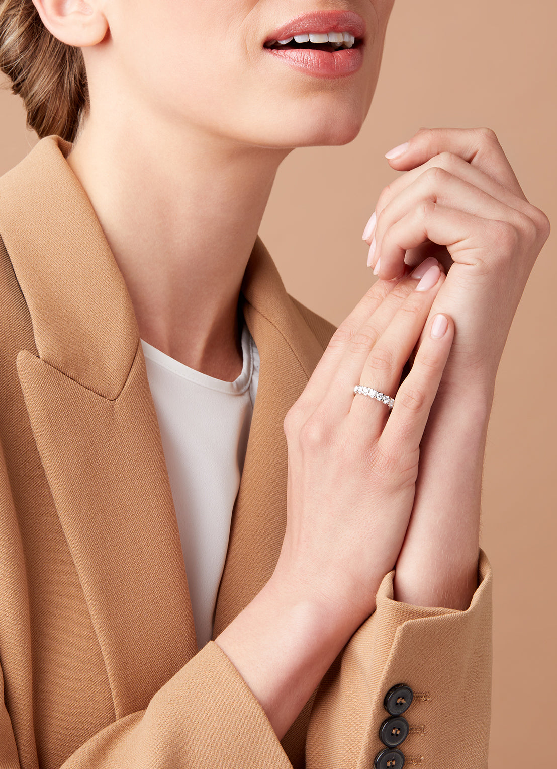 Witgouden alliance ring, 0.70 ct diamant, Groeibriljant