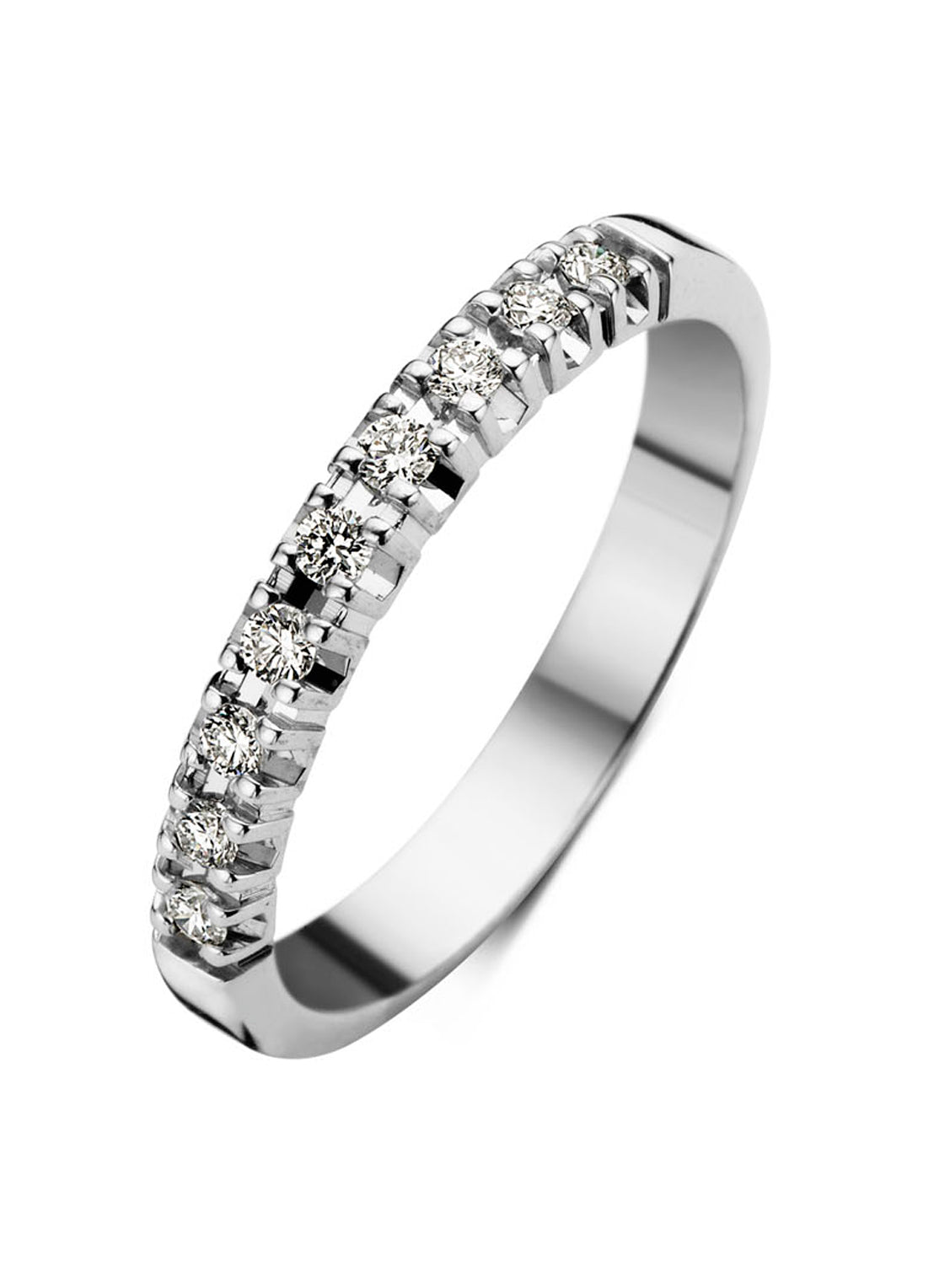 Witgouden alliance ring, 0.18 ct diamant, Groeibriljant