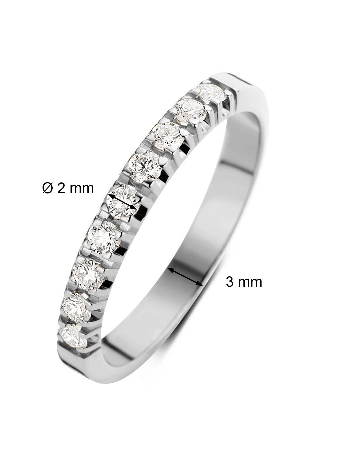 Witgouden alliance ring, 0.27 ct diamant, Groeibriljant