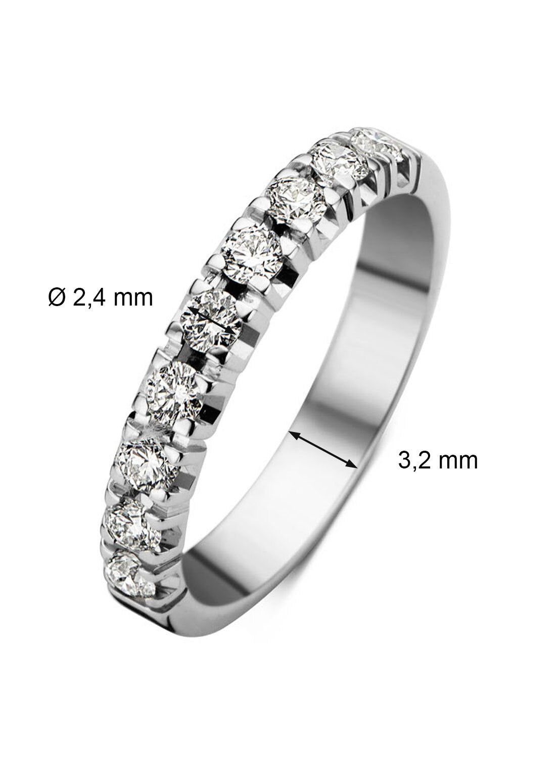 White gold alliance ring, 0.45 ct diamond, Groeibriljant