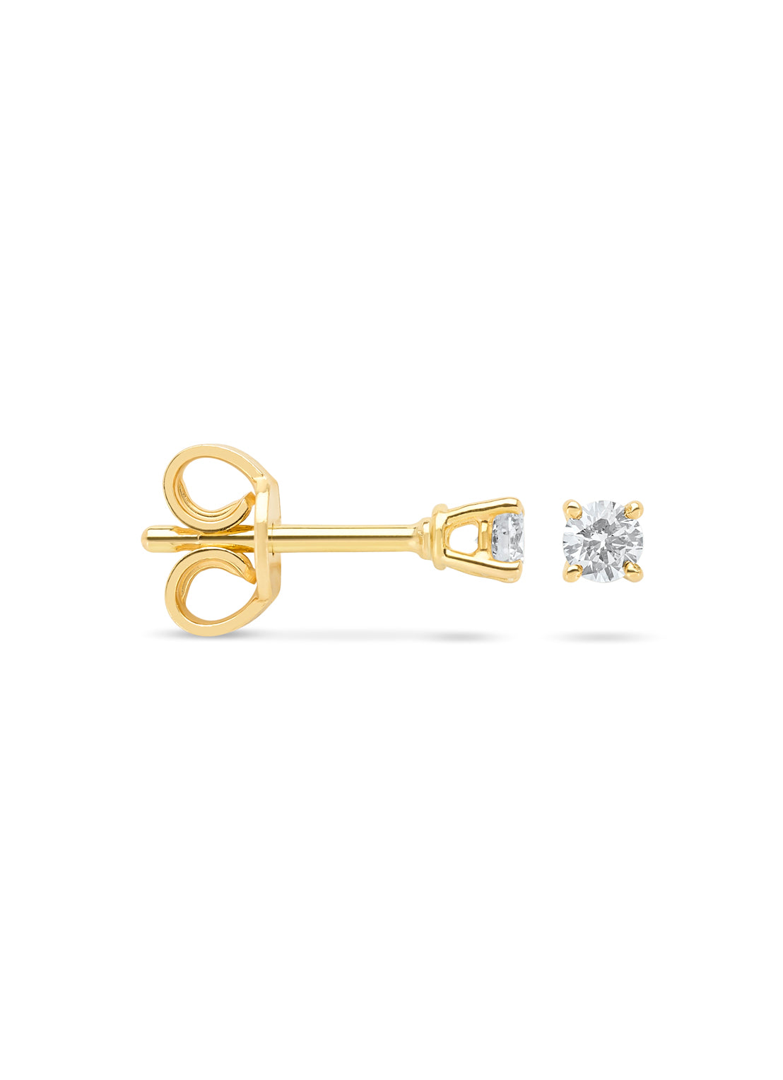 Yellow gold solitaire earstekers, 0.16 ct diamond, Groeibriljant