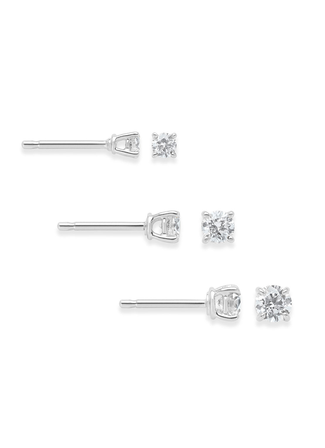 White gold solitary ear plugs, 0.40 ct diamond, Groeibriljant