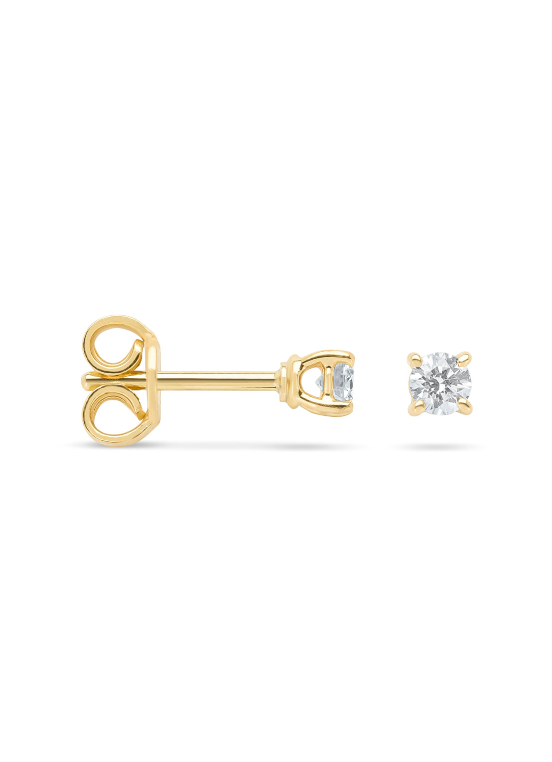 Yellow gold solitaire earstekers, 0.24 ct diamond, Groeibriljant