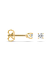Yellow gold solitaire earstekers, 0.24 ct diamond, Groeibriljant