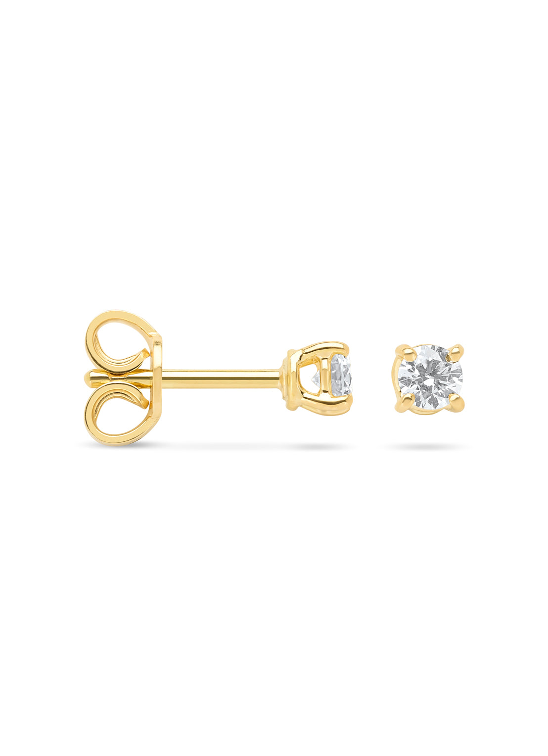 Yellow gold solitaire earstekers, 0.26 ct diamond, Groeibriljant