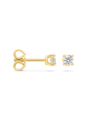 Yellow gold solitaire earstekers, 0.26 ct diamond, Groeibriljant