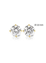 Yellow gold solitaire earstekers, 0.40 ct diamond, Groeibriljant