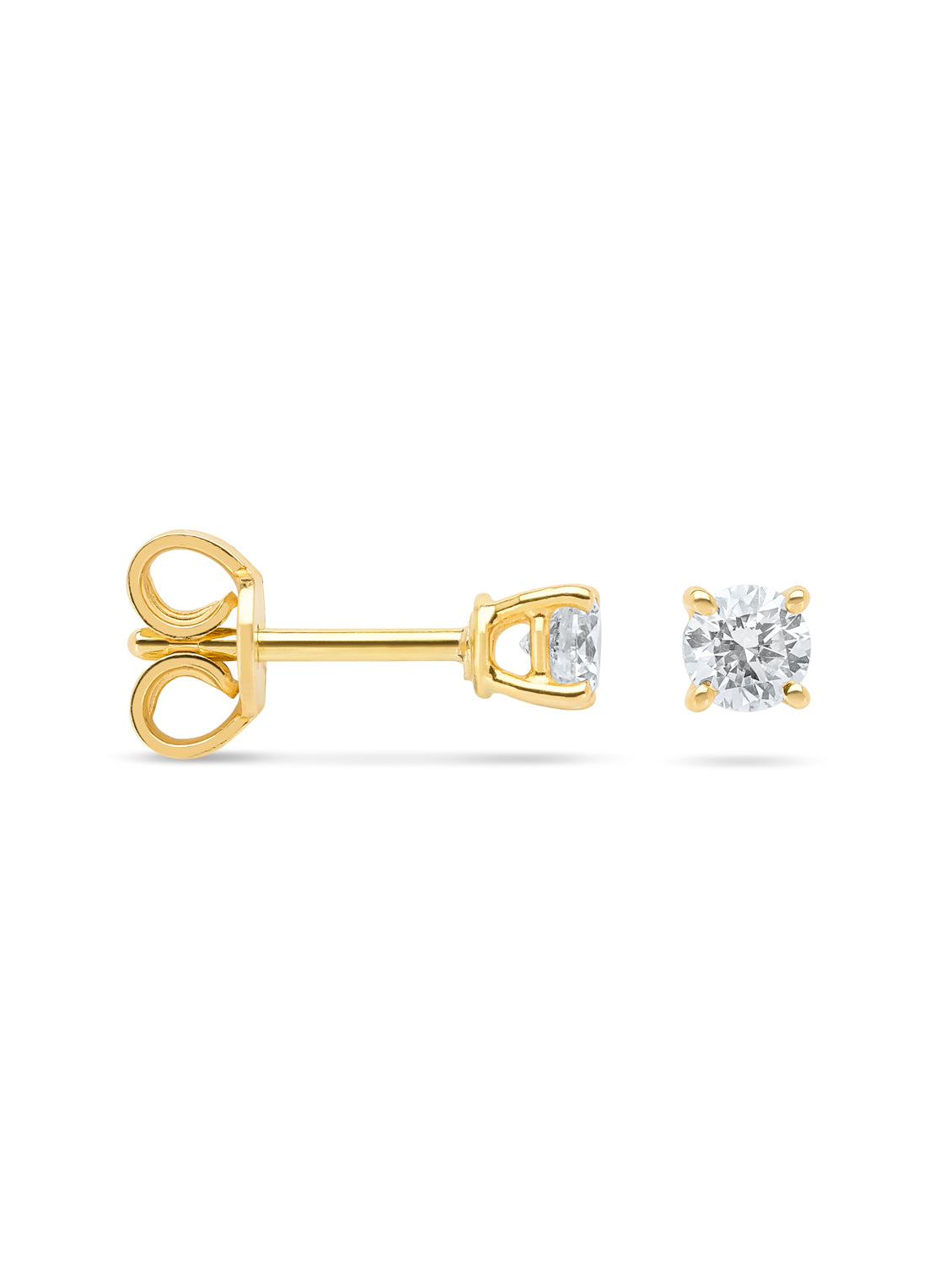Yellow gold solitaire earstekers, 0.40 ct diamond, Groeibriljant