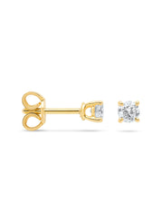 Yellow gold solitaire earstekers, 0.40 ct diamond, Groeibriljant