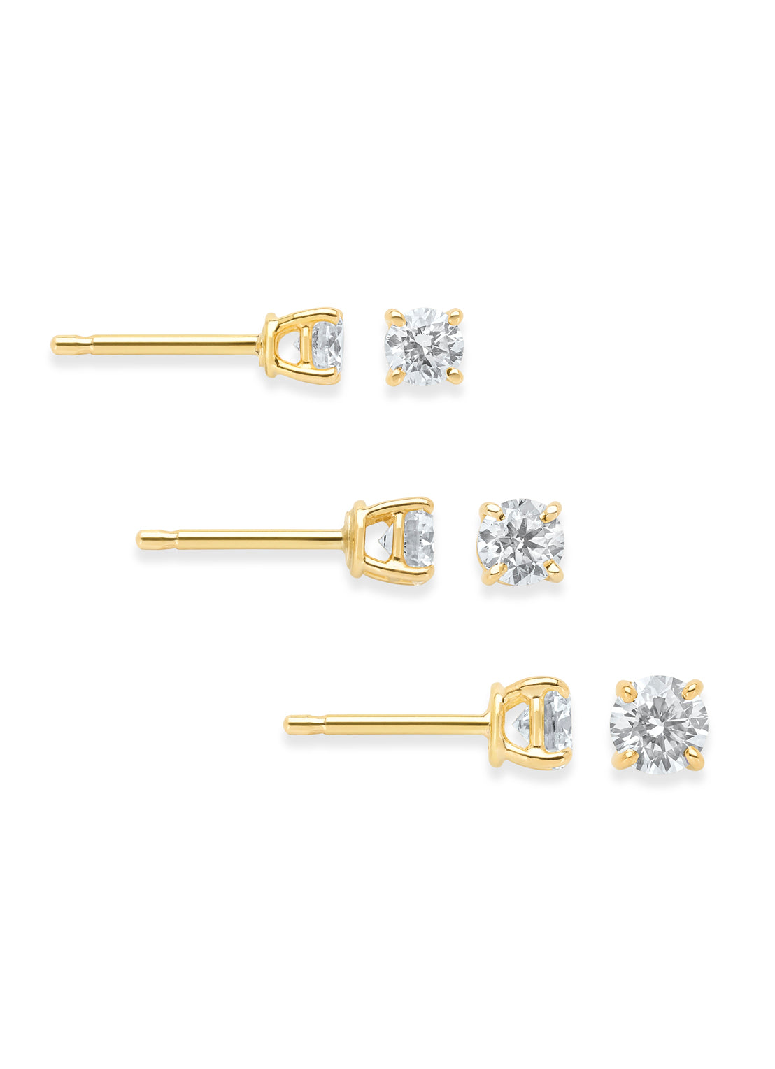 Geelgouden solitair oorstekers, 0.76 ct diamant, Groeibriljant