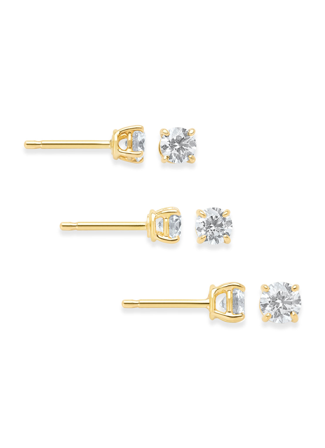 Geelgouden solitair oorstekers, 0.62 ct diamant, Groeibriljant