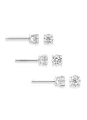 White gold solitary ear plugs, 1.00 ct diamonds, Groeibriljant