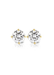 Yellow gold solitaire earstekers, 0.70 ct diamond, Groeibriljant