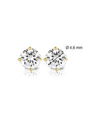 Yellow gold solitaire earstekers, 0.70 ct diamond, Groeibriljant