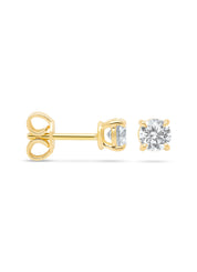 Yellow gold solitaire earstekers, 0.70 ct diamond, Groeibriljant