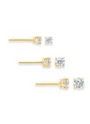 Yellow gold solitaire earstekers, 0.18 ct diamond, Groeibriljant