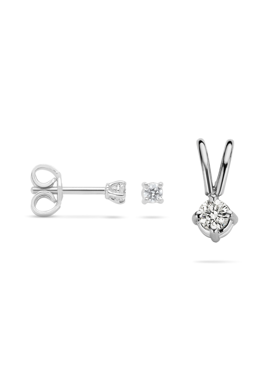 Witgouden Groeibriljant oorsieraden & hanger set