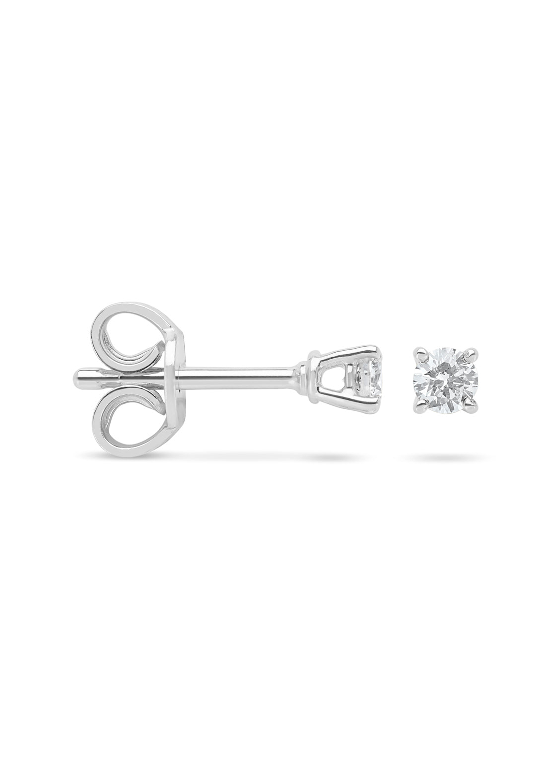 Witgouden solitair oorstekers, 0.16 ct diamant, Groeibriljant