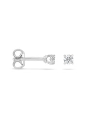 White gold solitary ear plugs, 0.18 ct diamond, Groeibriljant