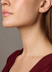 Yellow gold solitaire earstekers, 0.22 ct diamond, Groeibriljant