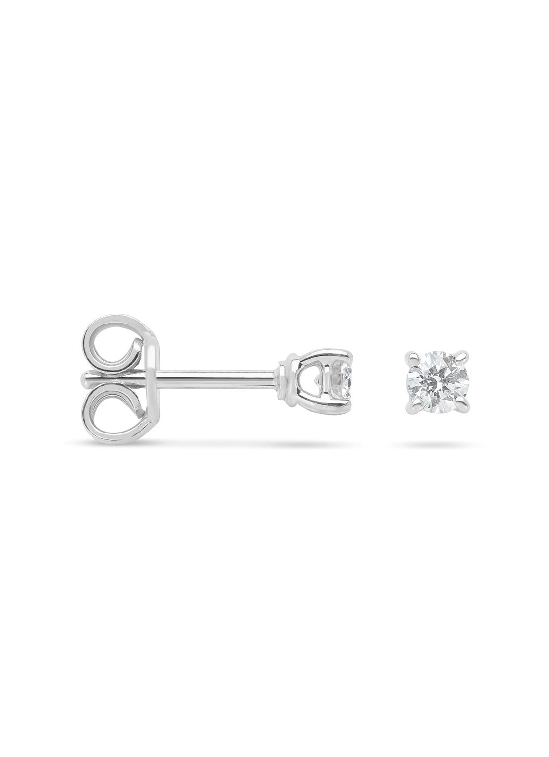 White gold solitary ear plugs, 0.24 ct diamond, Groeibriljant