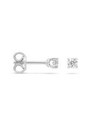 White gold solitary ear plugs, 0.24 ct diamond, Groeibriljant