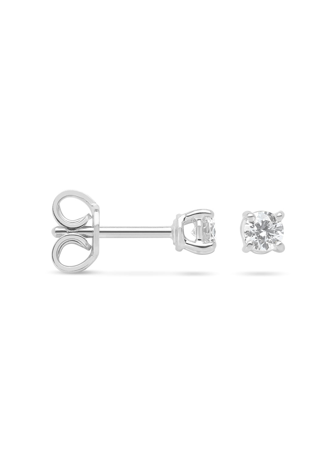 White gold solitary ear plugs, 0.26 ct diamond, Groeibriljant