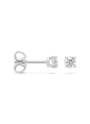 White gold solitary ear plugs, 0.26 ct diamond, Groeibriljant