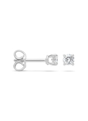 White gold solitary ear plugs, 0.32 ct diamond, Groeibriljant