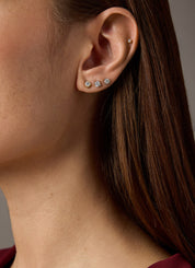 White gold solitary ear plugs, 0.40 ct diamond, Groeibriljant