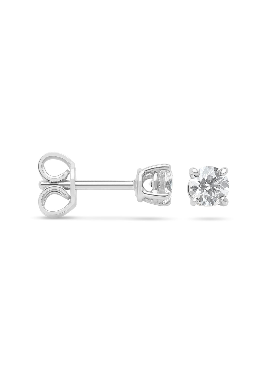 White gold solitary ear plugs, 0.48 ct diamond, Groeibriljant