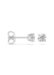 White gold solitary ear plugs, 0.48 ct diamond, Groeibriljant