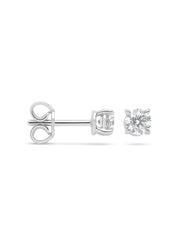 White gold solitary ear plugs, 0.52 ct diamond, Groeibriljant