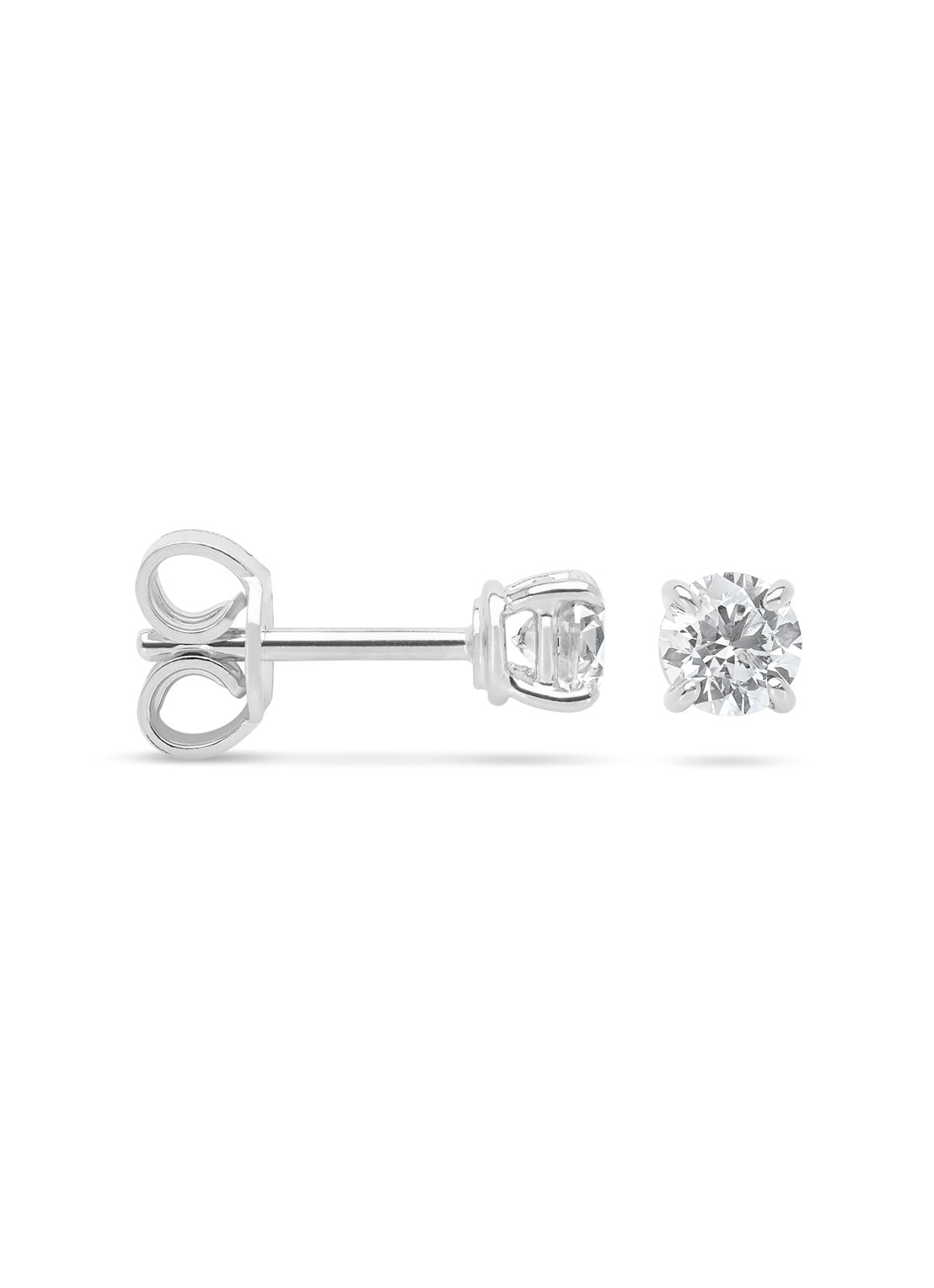 White gold solitary ear plugs, 0.66 ct diamond, Groeibriljant
