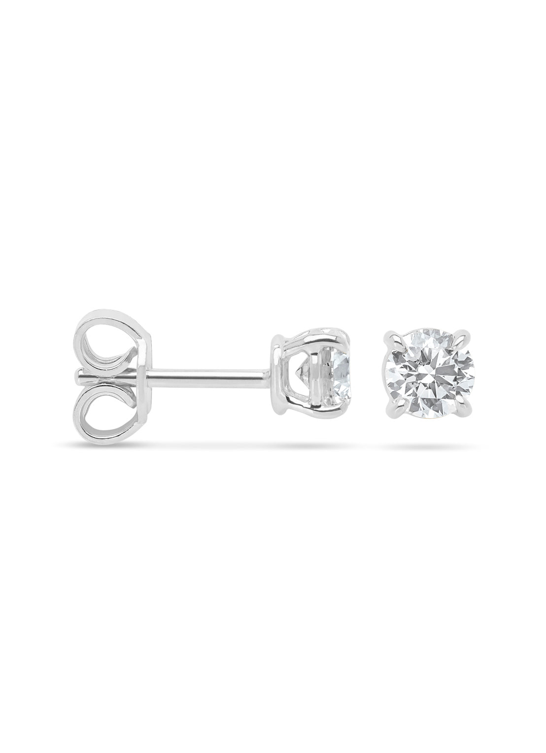 White gold solitary ear plugs, 0.70 ct diamond, Groeibriljant