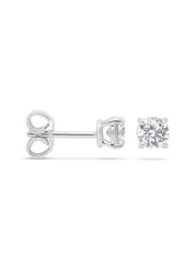 White gold solitary ear plugs, 0.70 ct diamond, Groeibriljant