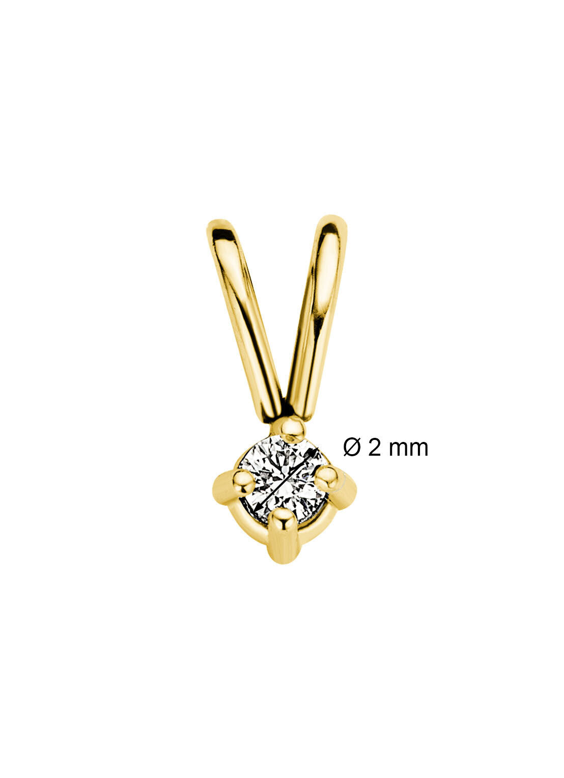 Yellow gold pendant, 0.03 ct diamond, Groeibriljant