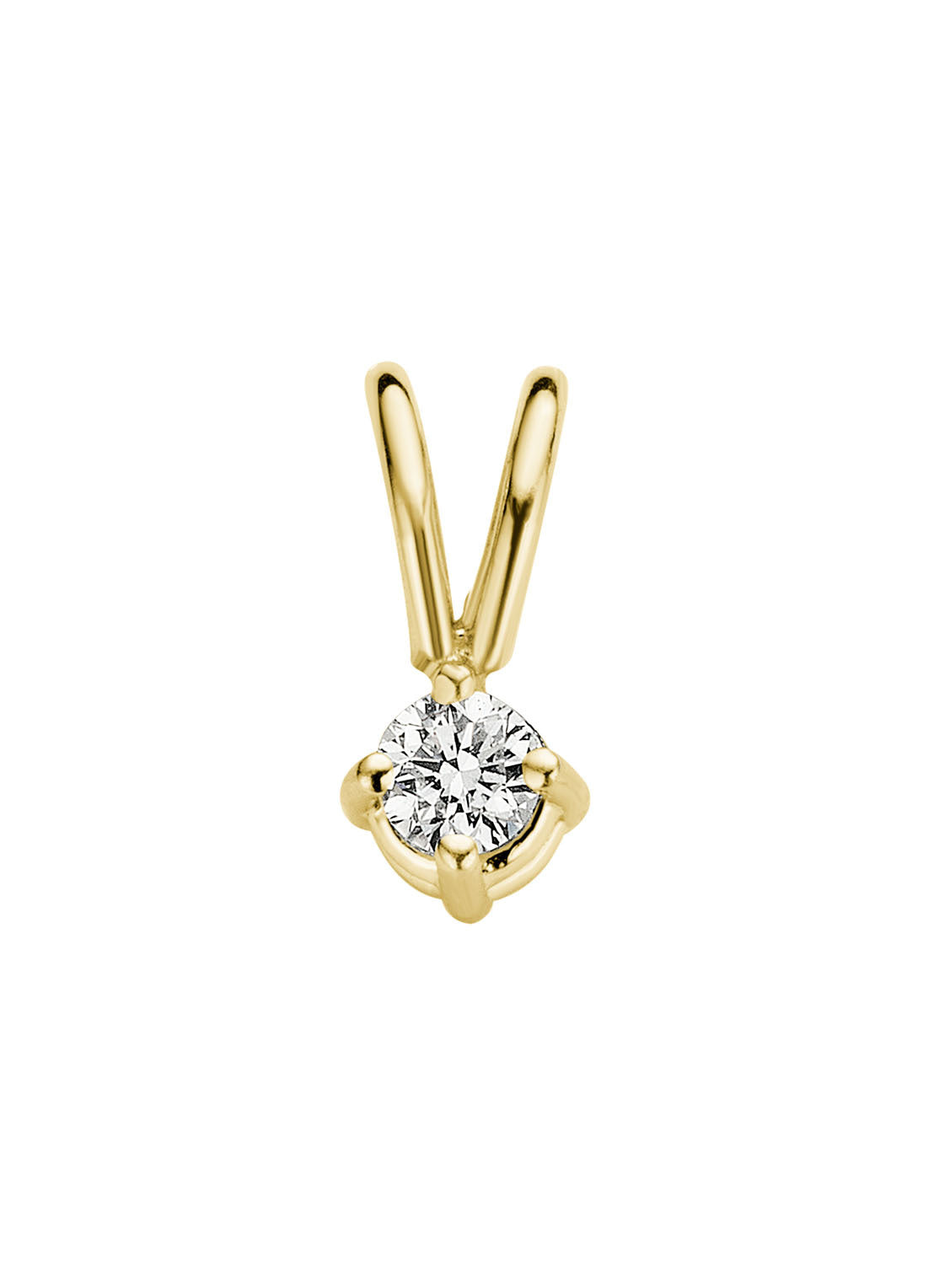 Yellow gold pendant, 0.05 ct diamond, Groeibriljant