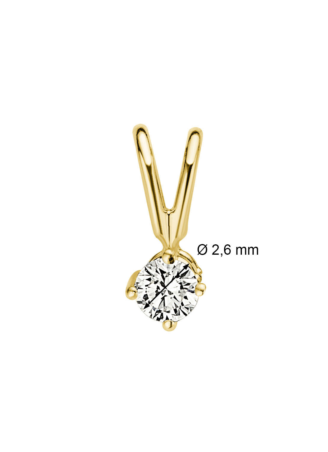 Yellow gold pendant, 0.06 ct diamond, Groeibriljant