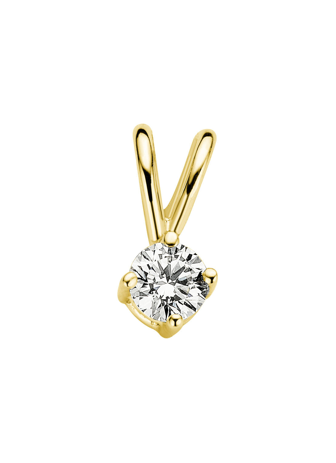Yellow gold pendant, 0.12 ct diamond, Groeibriljant