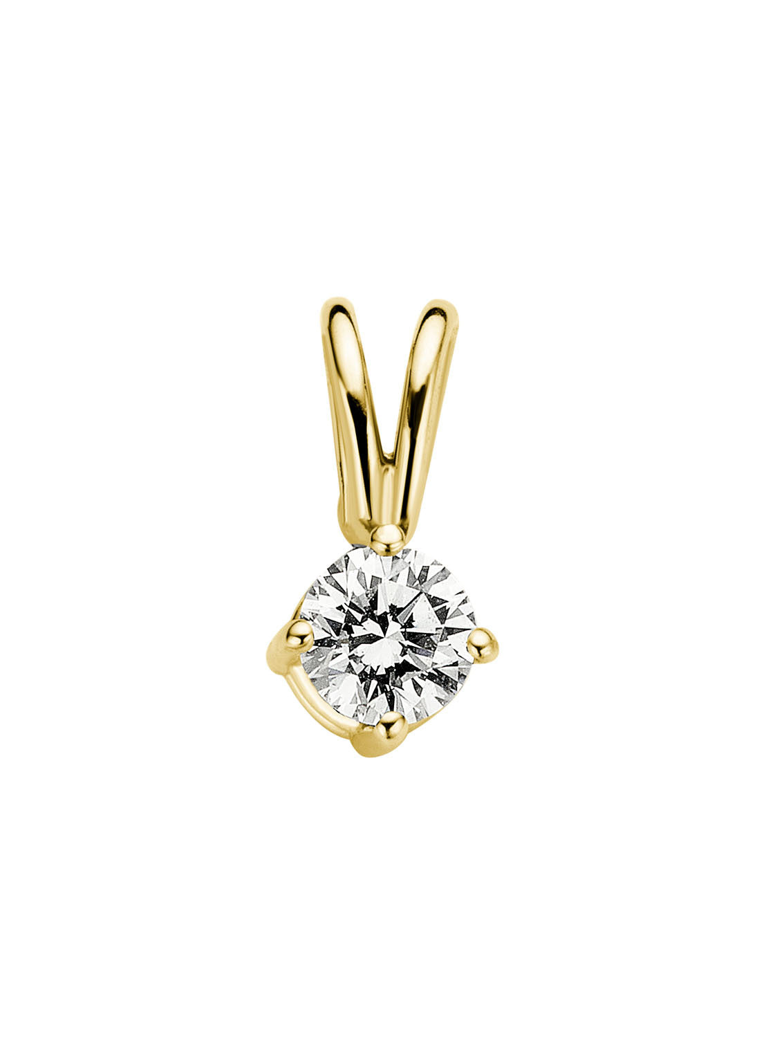 Yellow gold pendant, 0.15 ct diamond, Groeibriljant