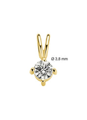 Yellow gold pendant, 0.20 ct diamond, Groeibriljant