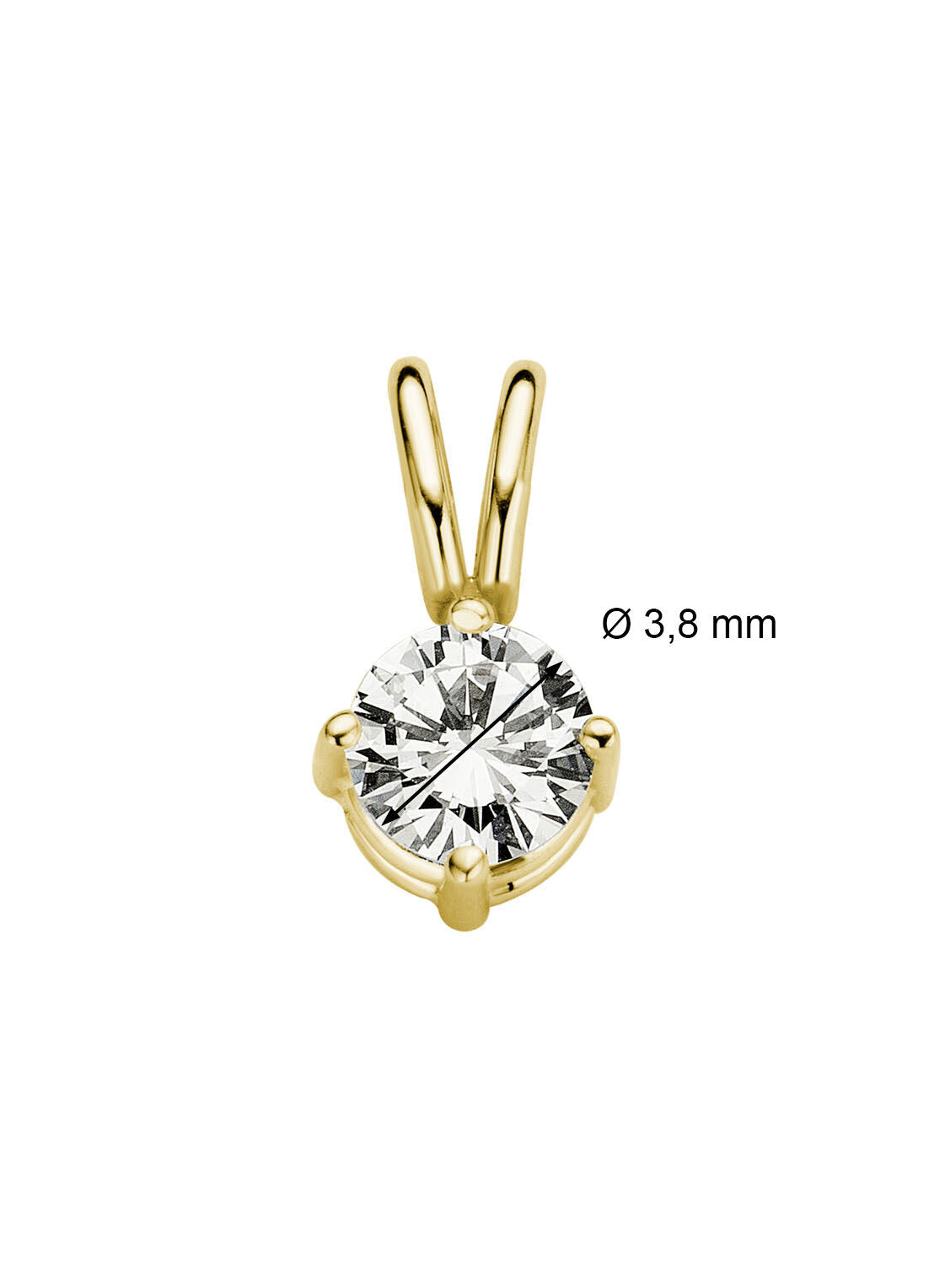 Yellow gold pendant, 0.23 ct diamond, Groeibriljant